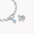 Charm colgante de plata en pulsera de eslabones con piedra azul