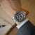 Pulsera para hombre en la muñeca: esfera negra con brazalete de eslabones de acero inoxidable
