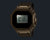 Casio Digitaluhr mit dunklem Gehäuse, goldfarbenen Akzenten, grünes LCD-Display