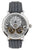 Reloj de hombre con correa de cuero negra y esfera redonda esqueleto con números romanos