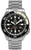 Reloj de hombre con esfera negra, marcadores luminosos y pulsera de acero inoxidable