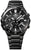 Vista frontal: reloj de pulsera negro para hombre con correa de eslabones metálicos