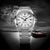 Silberne Herrenarmbanduhr mit hellem Zifferblatt, Automatik, breitem Metallband