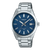 Casio Edifice Armbanduhr: blaues Zifferblatt mit Indexen, Datumsfenster bei 5