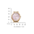 Pulsera de mujer con caja en tono oro rosa, esfera lila, índices romanos
