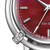 "Reloj Citizen para mujer con esfera roja, corona y manecillas plateadas"