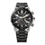 Reloj de hombre con esfera negra, bisel de acero inoxidable y pulsera de metal