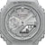 Casio G-Shock GA-2100 Herrenuhr, Nahansicht des silbernen Zifferblatts mit Digitalanzeige