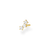 Pendiente individual: oro amarillo bañado con tres piedras blancas