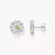 Pendientes de plata con forma de flor, centro amarillo y piedras brillantes