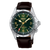 Seiko Prospex Herrenarmbanduhr mit braunem Lederband, grünem Ziffernblatt und GMT-Anzeige