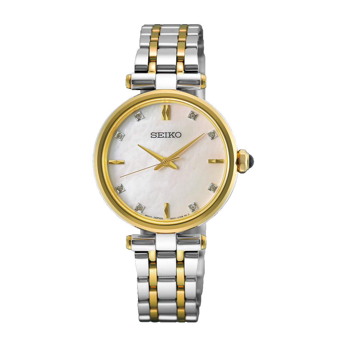 Seiko HGH007P1 Damen Armbanduhr Zweifarbig • Saphirglas • Perlmutt-Zifferblatt mit Diamanten