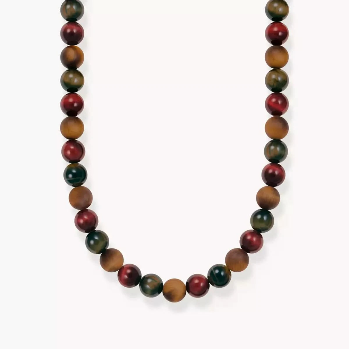 Collar para hombre con cuentas de ojo de tigre, collar de cuentas redondas, sin colgante visible