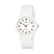 Kinder-Analoguhr Casio mit weißem Kunststoffarmband, großes Zifferblatt mit roten Markierungen
