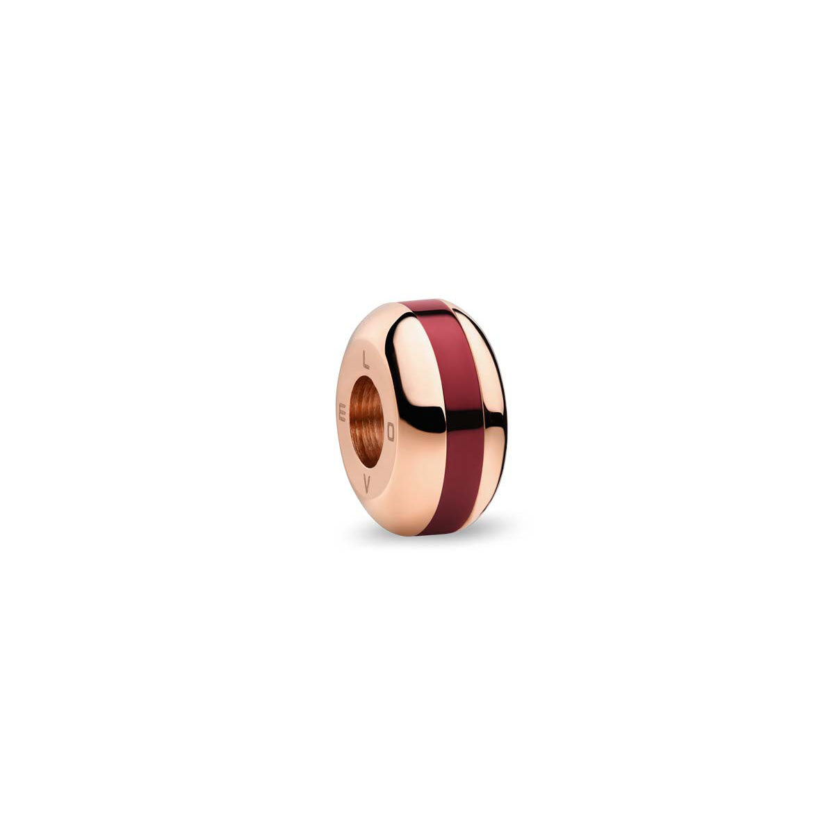 Charm de acero inoxidable con inserto de cerámica, anillo redondo con incrustación roja y negra