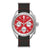 Pulsera de hombre Bulova con correa de cuero negra, esfera roja y cronógrafo