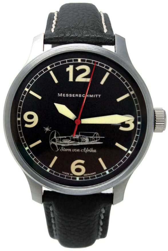 Pulsera de hombre con correa de cuero negra, caja redonda de acero inoxidable y esfera negra
