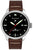 Reloj de pulsera para hombre Messerschmitt con esfera negra y correa de cuero marrón