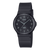 Casio Herrenuhr mit schwarzem Zifferblatt und schwarzem Bioharzband, rundes Gehäuse