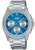 Reloj Casio para hombre con esfera azul, correa de acero inoxidable y bisel redondo