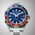 Reloj de pulsera para hombre de acero inoxidable con esfera azul y bisel GMT rojo/azul, visualización clara de las manecillas