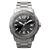 Citizen Herrenarmbanduhr mit schwarzem Zifferblatt, silbernem Metallband und Lünette