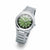 Pulsera de hombre con esfera verde, correa de titanio, vista lateral