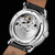 Reloj automático unisex con fondo de caja transparente: movimiento en caja de acero inoxidable, correa de cuero negra