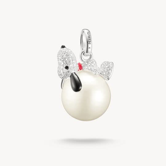 Colgante THOMAS SABO de plata con motivo de Snoopy, bola de nieve y detalle de nariz roja