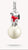 Colgante de plata de ley 925 reciclada con Snoopy y bufanda roja con corazón sobre bola de nieve