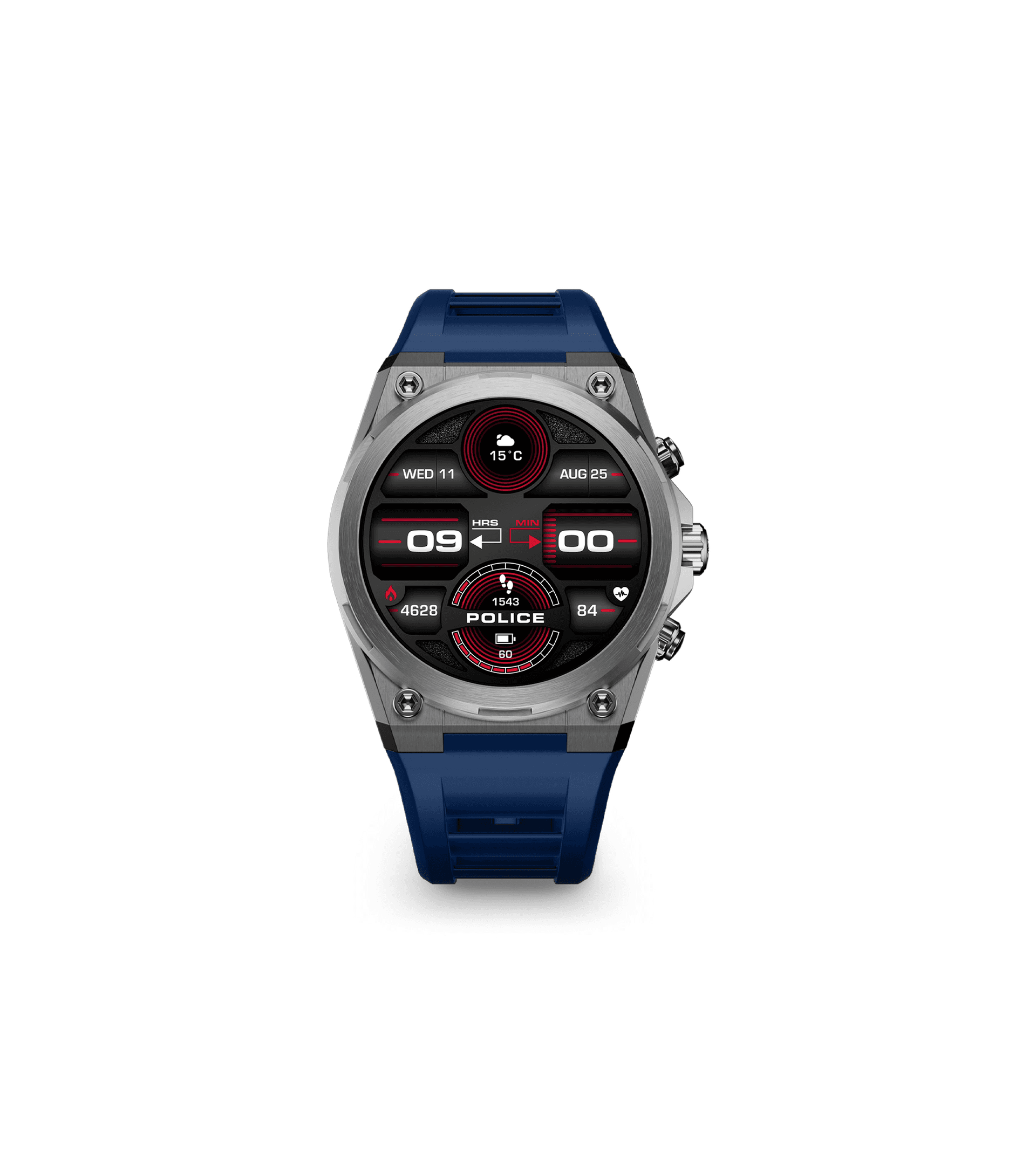 Police My.Avatar 2.0 PEIUN00003X0 Herren-Smartwatch Blau/Orange • AMOLED-Display • Schnellladefunktion