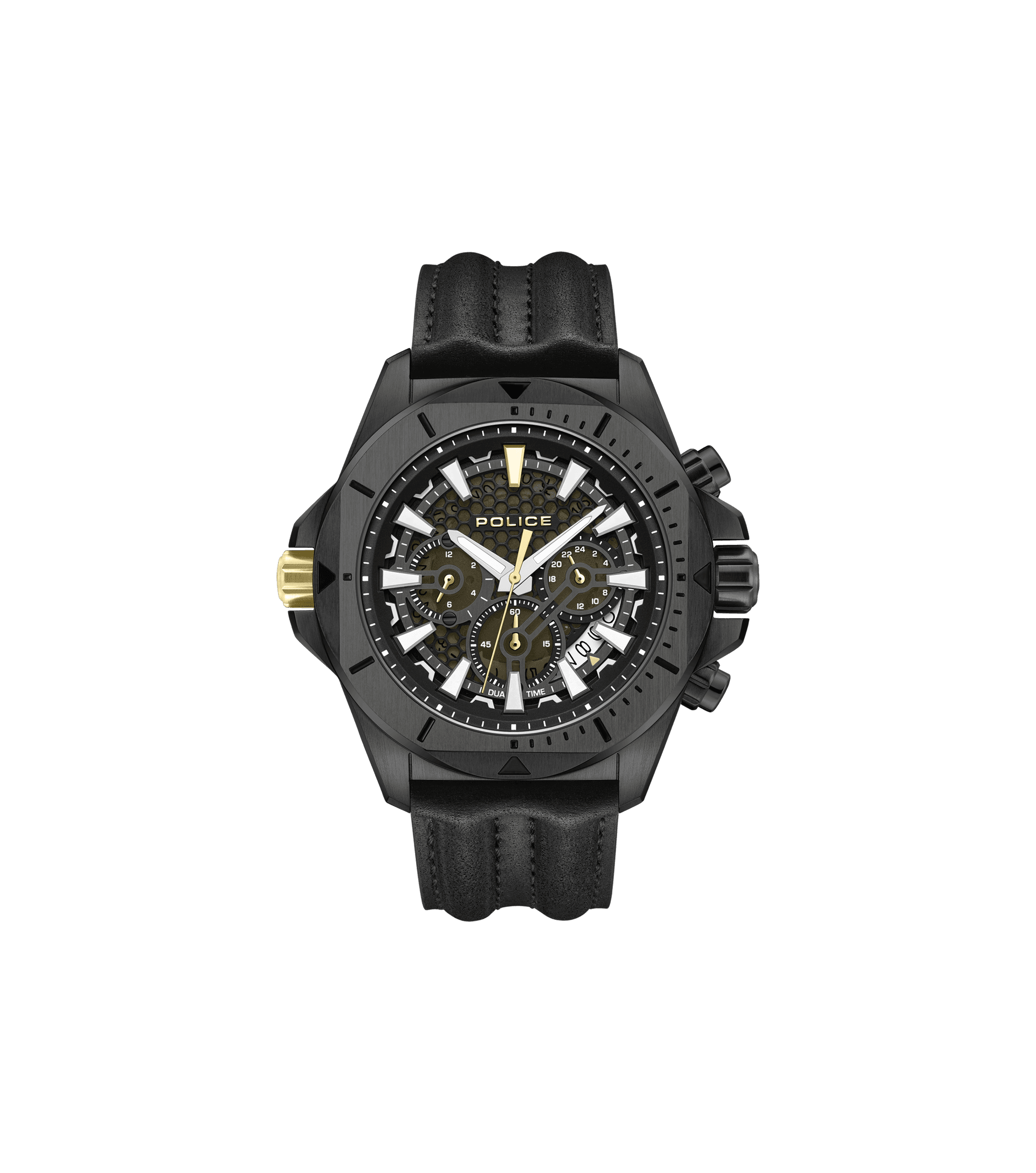 Police Electrical PEWGF0054503 Herrenuhr Schwarz • Multifunktion • Lederband