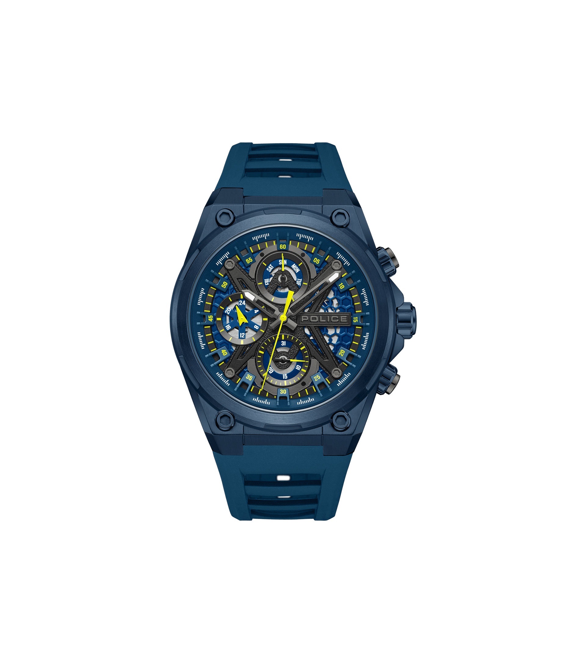 Police Sonic PEWGQ0054302 Herrenuhr Blau • Multifunktionswerk • Silikon-Armband