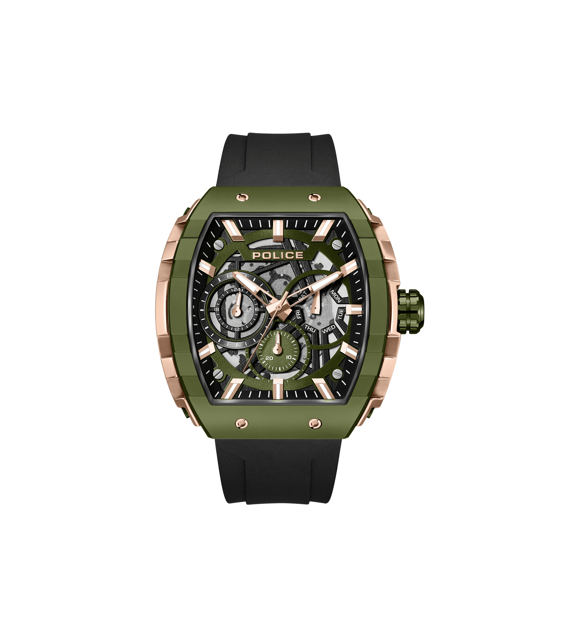 Police Flash PEWGQ0063003 Herrenuhr Schwarz • Multifunktionswerk • Ionenplattiertes Bronzegehäuse