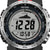 Reloj de pulsera para hombre con esfera negra y bisel plateado, pantalla "1120" con valor en metros