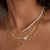 Collar multicapa con perlas y cadena de eslabones dorados, colgante de perla redonda