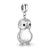 Charm de pingüino de acero inoxidable con circonita, asa colgante y detalles brillantes en el cuerpo