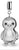 Charm de pingüino de acero inoxidable con circonita, ojal redondo y adorno brillante en la cabeza