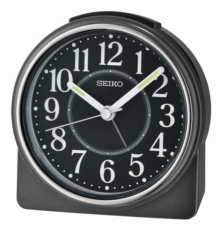 Seiko QHE198K Reloj Despertador Negro • Mecanismo Sweep Silencioso • Agujas Lumibrite