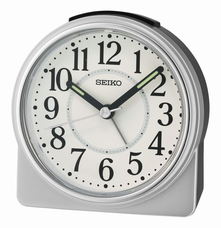 Seiko QHE198S Reloj de Mesa Plateado • Movimiento de Cuarzo Sweep Silencioso • Luz y Función Snooze