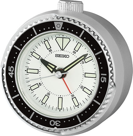 Seiko QHE207S Reloj de Mesa Plateado • Mecanismo Sweep Silencioso • Bisel Giratorio
