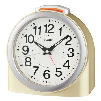 Seiko QHE211G Reloj Despertador Dorado • Esfera Árabe • Luz y Repetición de Alarma