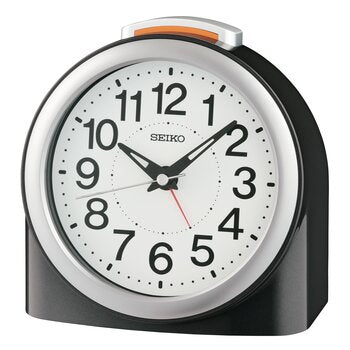 Seiko QHE211K Reloj Despertador Negro • Movimiento Sweep Silencioso • Alarma Progresiva