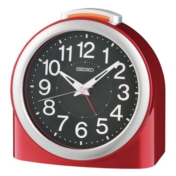 Seiko QHE211R Reloj Despertador Rojo • Cifras Árabes • Repetición de Alarma con Luz