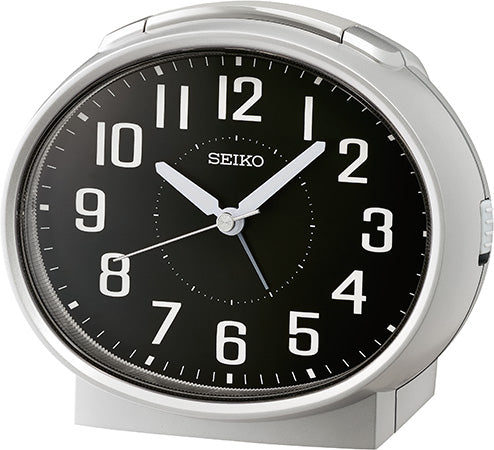 Seiko Timeless QHK059A Reloj de Mesa Plateado • Movimiento Sweep Silencioso • Despertador con Campana y Snooze