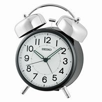 Seiko QHK063K Reloj Despertador Negro Metálico • Movimiento de Cuarzo Sweep Silencioso • Esfera LumiBrite Luminosa