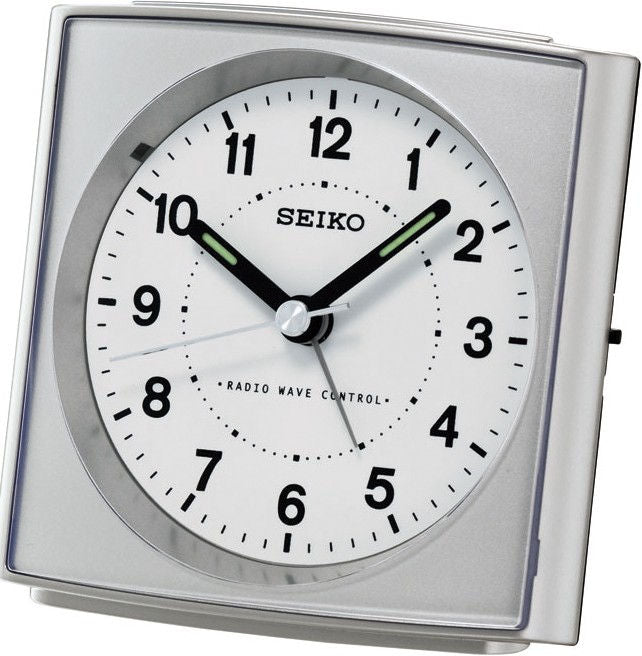 Seiko QHR022S Reloj de Mesa Plateado • Sincronización por Radio (DCF77) • Cristal Acrílico
