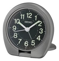 Seiko QHT018T Despertador de Viaje Gris • Agujas Luminosas • Movimiento de Cuarzo Analógico