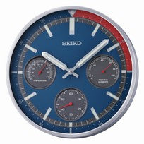 Seiko QXA822S Reloj de Pared Azul • Mecanismo Sweep Silencioso • Termómetro e Higrómetro