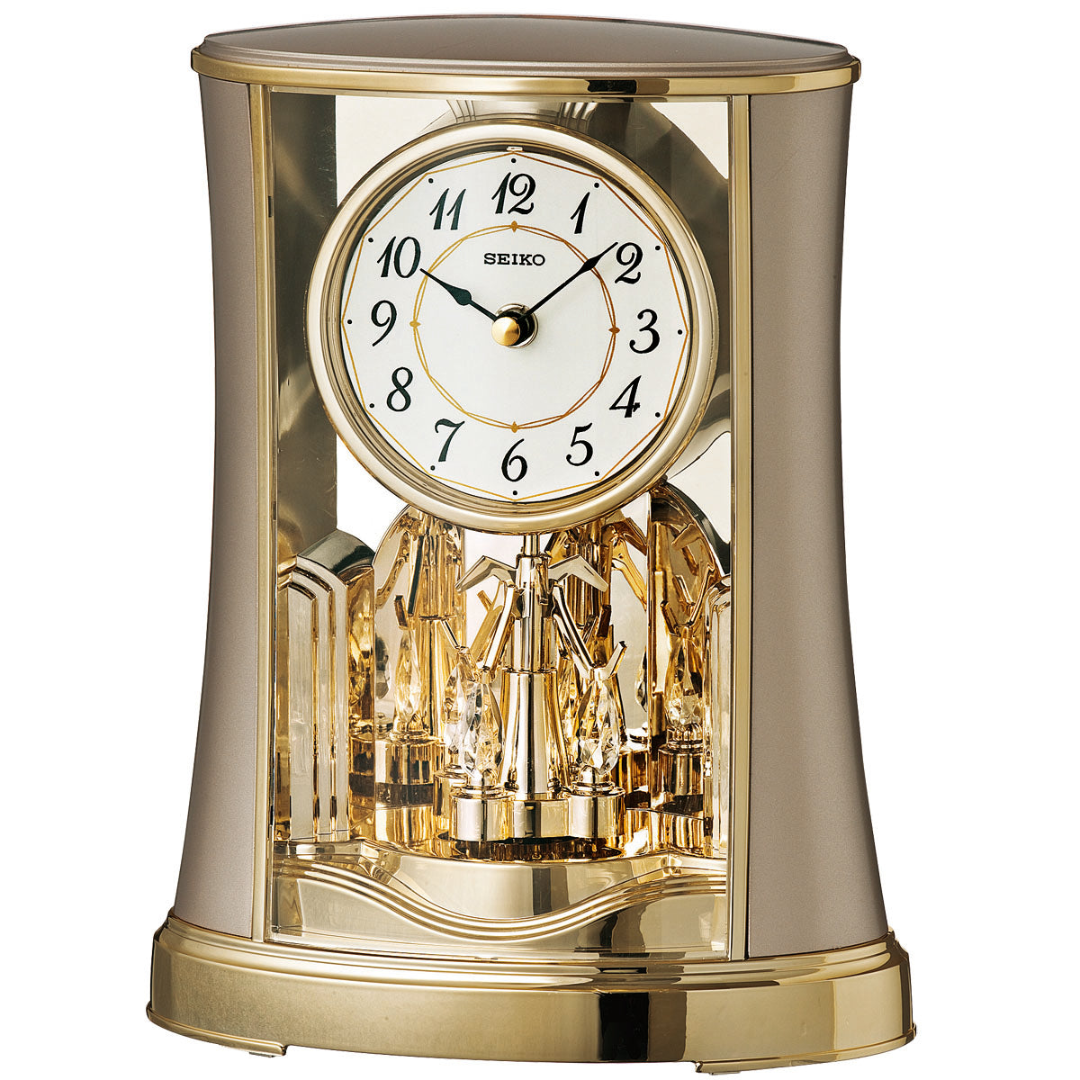 Seiko QXN227G Reloj de Mesa Dorado • Reloj de Péndulo • Movimiento de Cuarzo